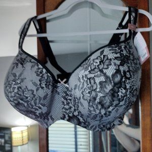 Black White Lace Patterned Cacique Bra